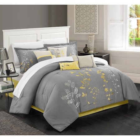 FIXTURESFIRST 8 Piece Prom Comforter Set - Yellow - King FI213265